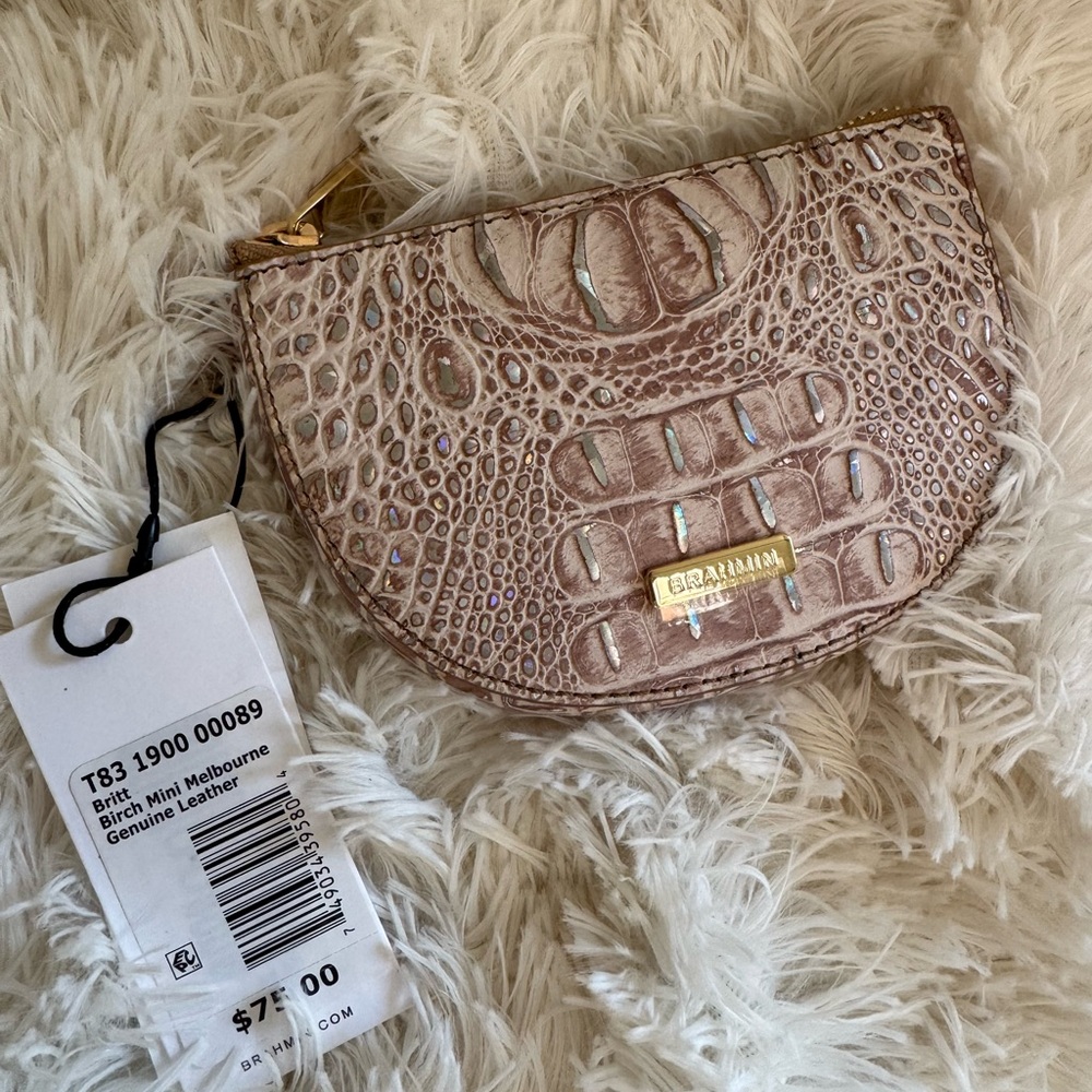 BRAND NEW! BRAHMIN Britt Birch Mini Melbourne Coin Purse/wallet